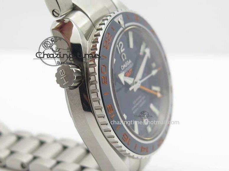 1229 Planet Ocean GMT 42mm V6F 1:1 Best Edition Blue Bezel Orange Numbers On SS Bracelet A Compact 8254